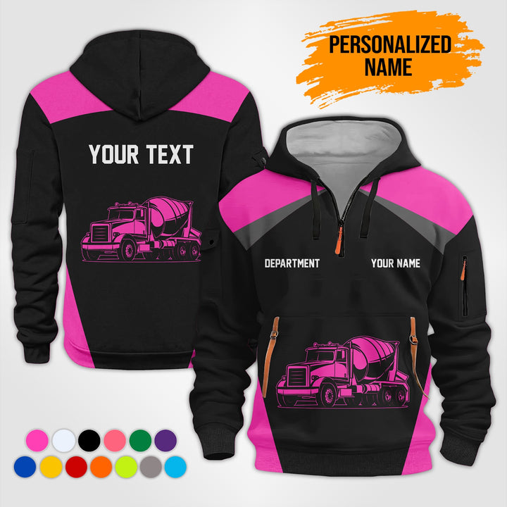 Love Heavy Equipment Truck Cemente Mixer Concrete Uniform Style Top Gift Man Quarter Zip Hoodie KS754
