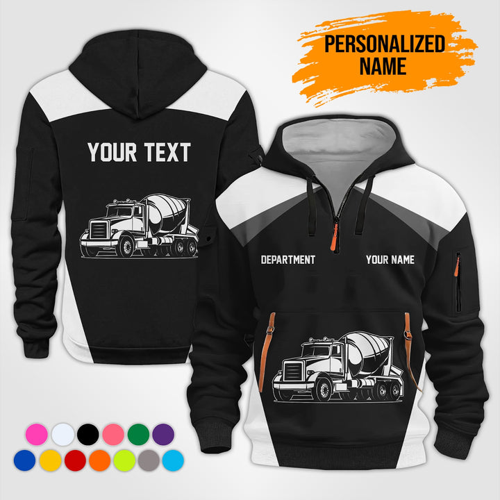 Love Heavy Equipment Truck Cemente Mixer Concrete Uniform Style Top Gift Man Quarter Zip Hoodie KS754