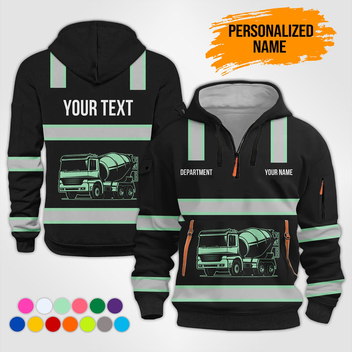 Love Heavy Equipment Truck Cemente Mixer Concrete Uniform Style Top Gift Man Quarter Zip Hoodie KS755