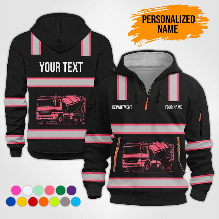 Love Heavy Equipment Truck Cemente Mixer Concrete Uniform Style Top Gift Man Quarter Zip Hoodie KS755