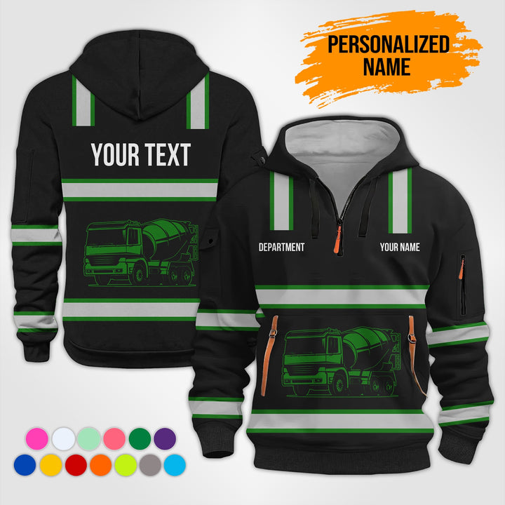 Love Heavy Equipment Truck Cemente Mixer Concrete Uniform Style Top Gift Man Quarter Zip Hoodie KS755