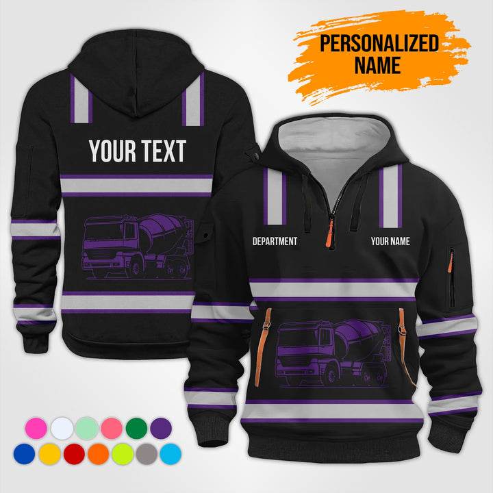 Love Heavy Equipment Truck Cemente Mixer Concrete Uniform Style Top Gift Man Quarter Zip Hoodie KS755
