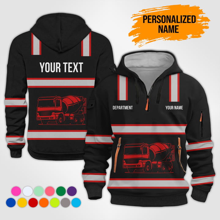 Love Heavy Equipment Truck Cemente Mixer Concrete Uniform Style Top Gift Man Quarter Zip Hoodie KS755