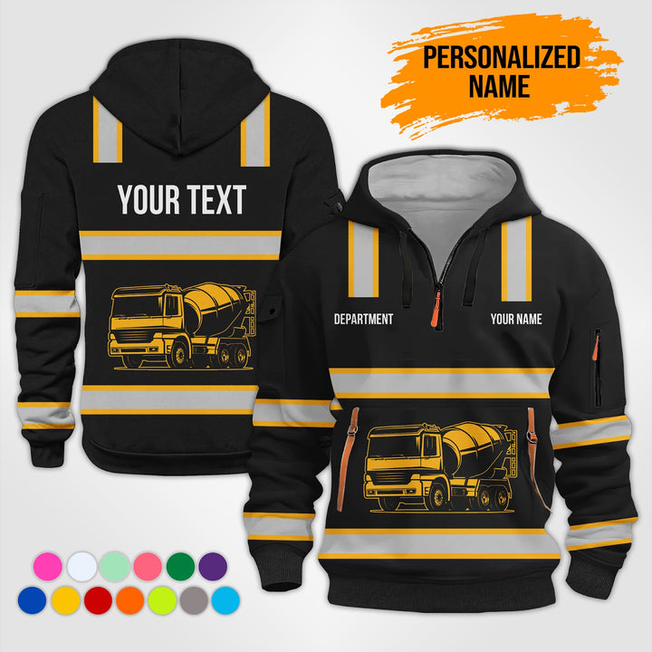 Love Heavy Equipment Truck Cemente Mixer Concrete Uniform Style Top Gift Man Quarter Zip Hoodie KS755