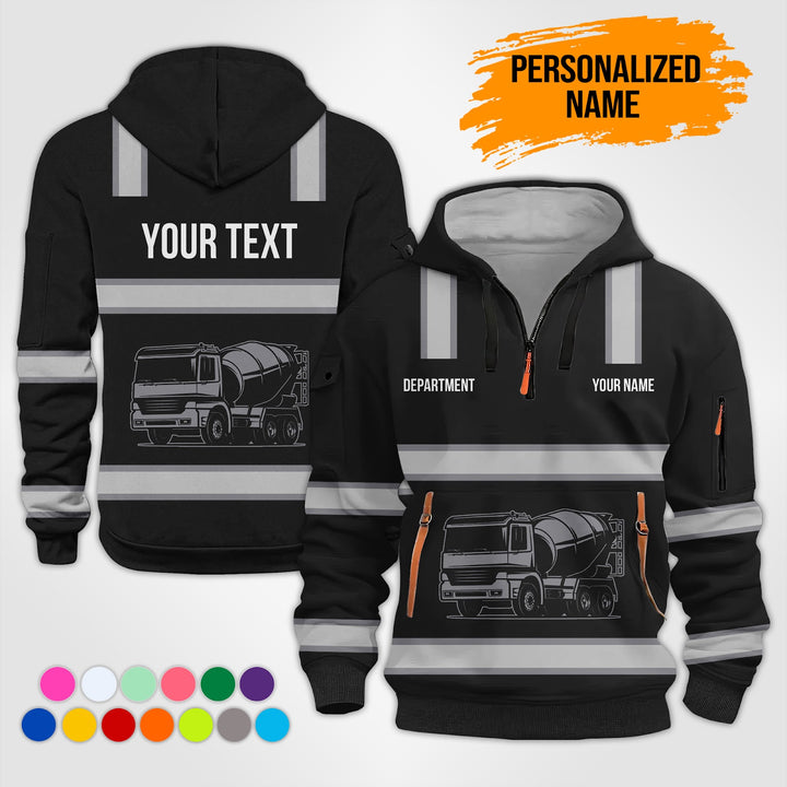 Love Heavy Equipment Truck Cemente Mixer Concrete Uniform Style Top Gift Man Quarter Zip Hoodie KS755