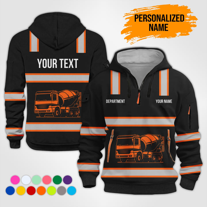 Love Heavy Equipment Truck Cemente Mixer Concrete Uniform Style Top Gift Man Quarter Zip Hoodie KS755