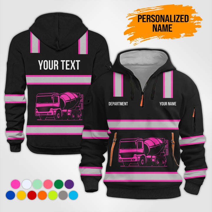Love Heavy Equipment Truck Cemente Mixer Concrete Uniform Style Top Gift Man Quarter Zip Hoodie KS755