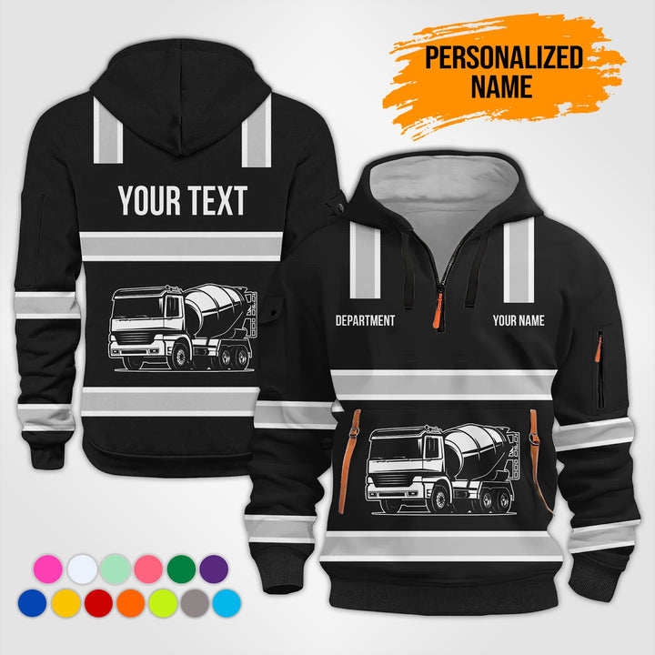 Love Heavy Equipment Truck Cemente Mixer Concrete Uniform Style Top Gift Man Quarter Zip Hoodie KS755