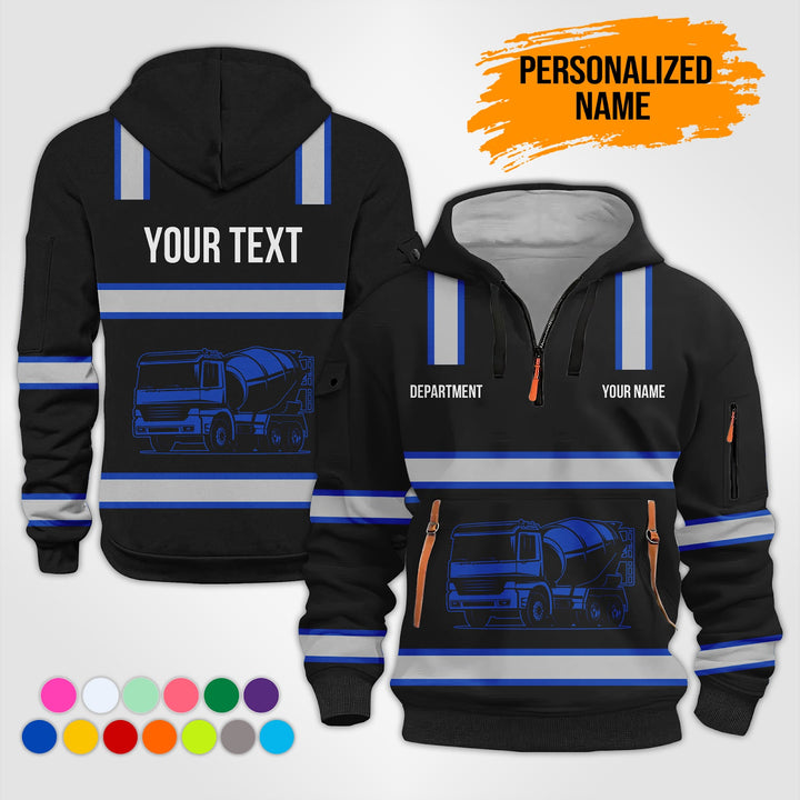 Love Heavy Equipment Truck Cemente Mixer Concrete Uniform Style Top Gift Man Quarter Zip Hoodie KS755