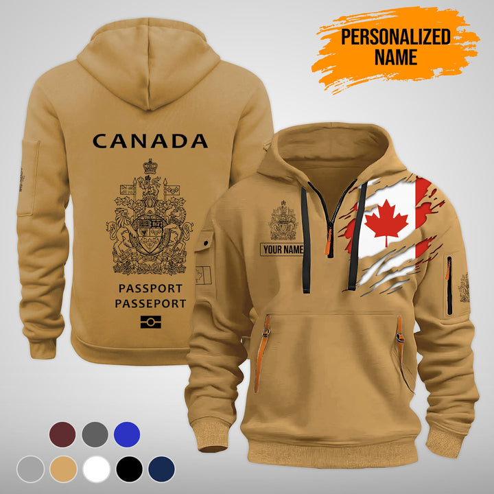 Canada Passport Style 3D Quarter Zip Hoodie FY318