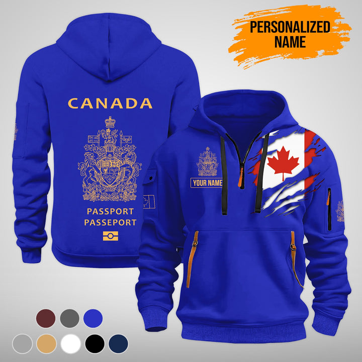 Canada Passport Style 3D Quarter Zip Hoodie FY318