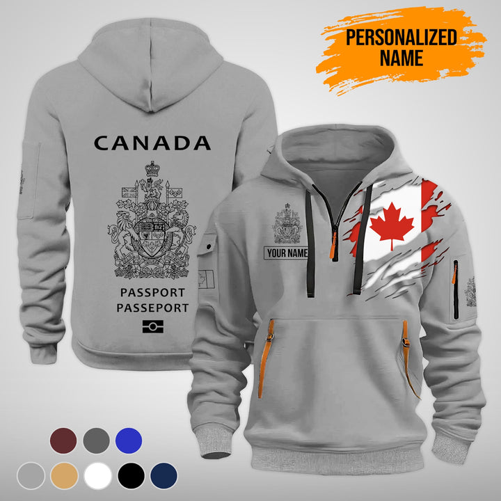 Canada Passport Style 3D Quarter Zip Hoodie FY318