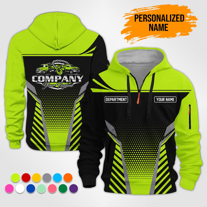 Personalized Name Tow Truck Quarter Zip Hoodie ST138