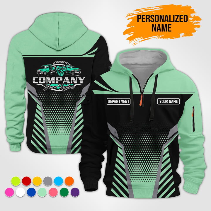 Personalized Name Tow Truck Quarter Zip Hoodie ST138