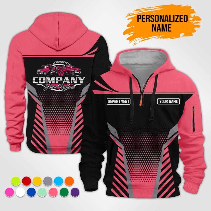 Personalized Name Tow Truck Quarter Zip Hoodie ST138