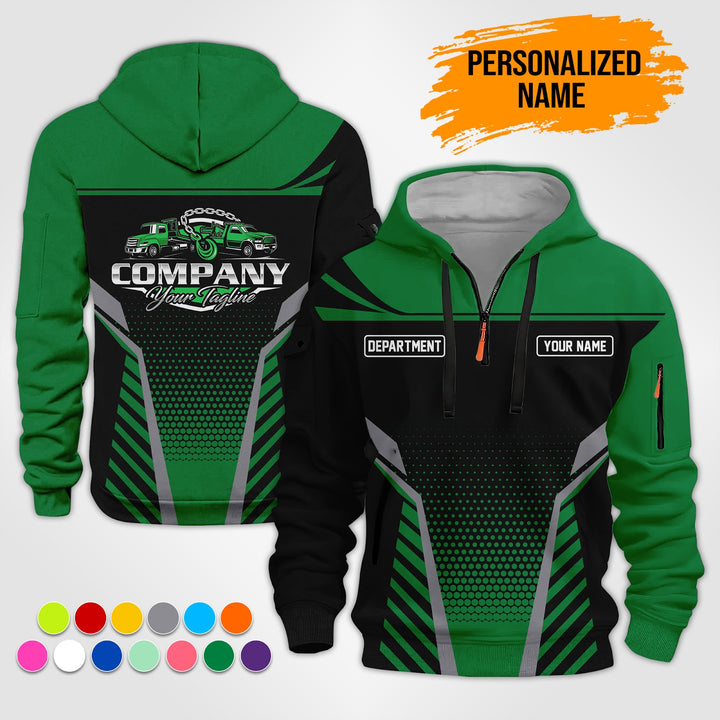 Personalized Name Tow Truck Quarter Zip Hoodie ST138