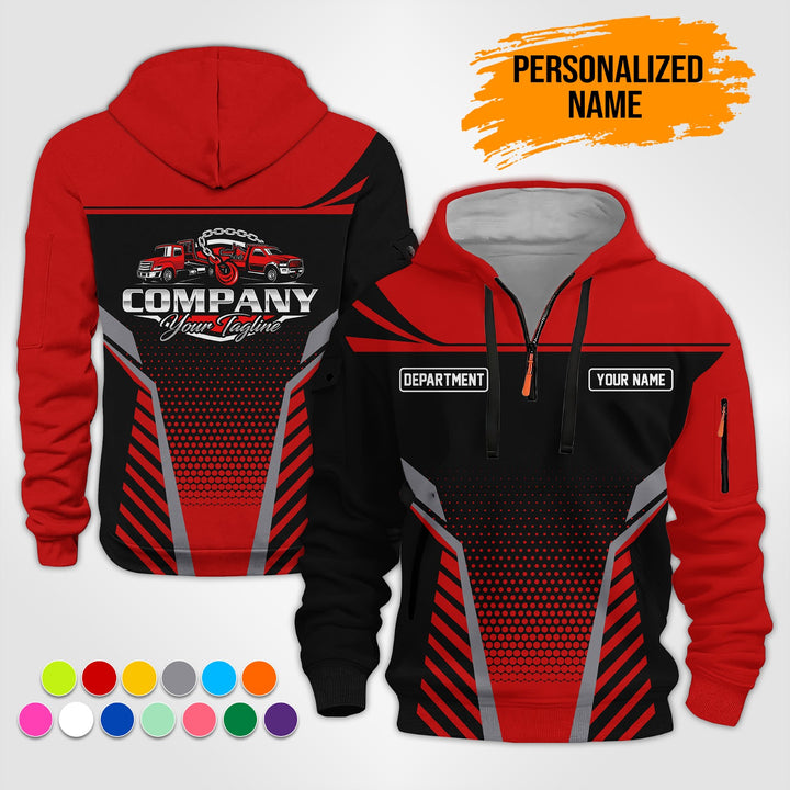 Personalized Name Tow Truck Quarter Zip Hoodie ST138