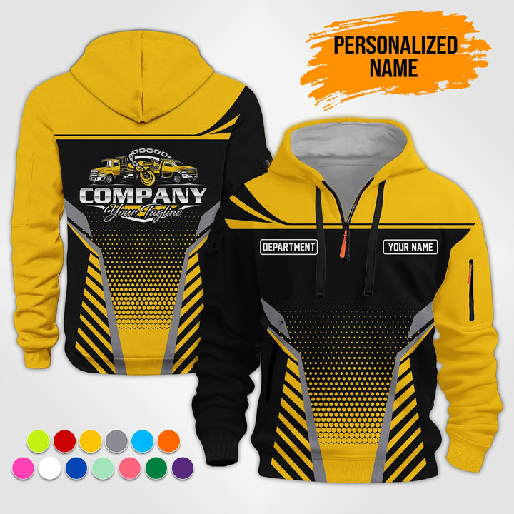 Personalized Name Tow Truck Quarter Zip Hoodie ST138