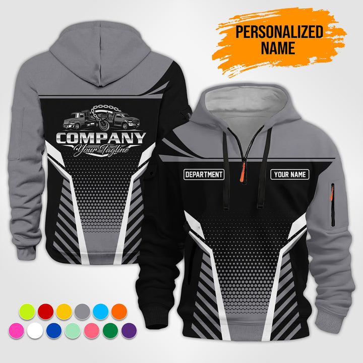 Personalized Name Tow Truck Quarter Zip Hoodie ST138