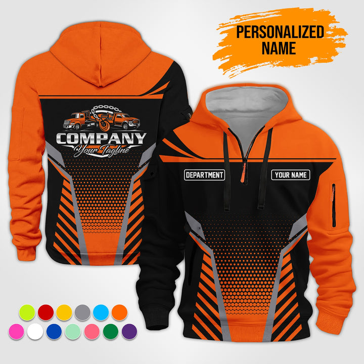 Personalized Name Tow Truck Quarter Zip Hoodie ST138