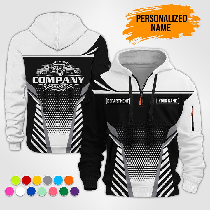 Personalized Name Tow Truck Quarter Zip Hoodie ST138