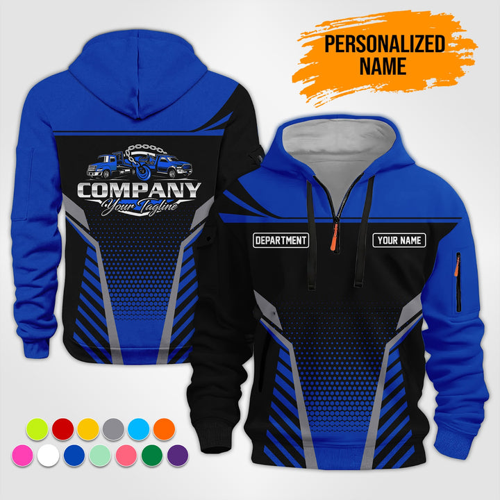 Personalized Name Tow Truck Quarter Zip Hoodie ST138