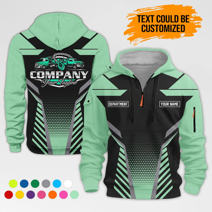 Personalized Name Tow Truck Quarter Zip Hoodie AZ285