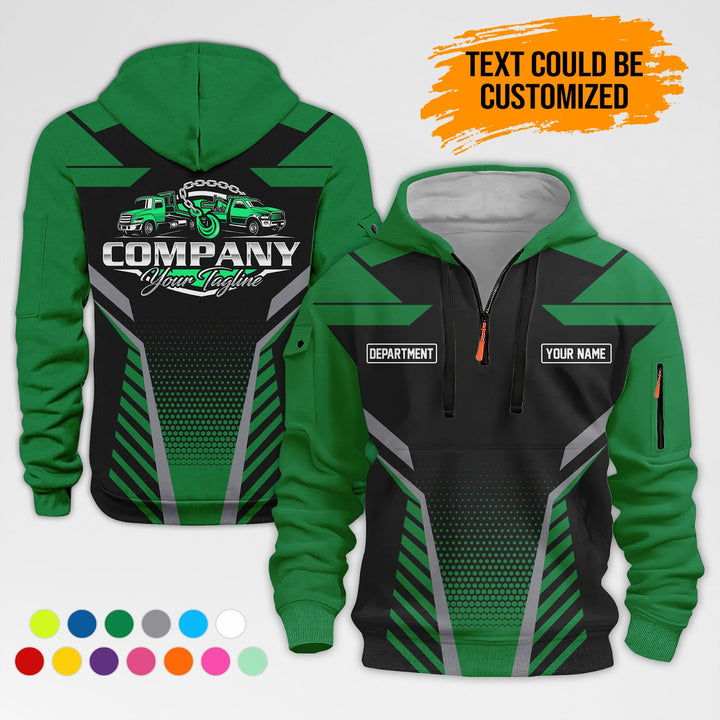 Personalized Name Tow Truck Quarter Zip Hoodie AZ285