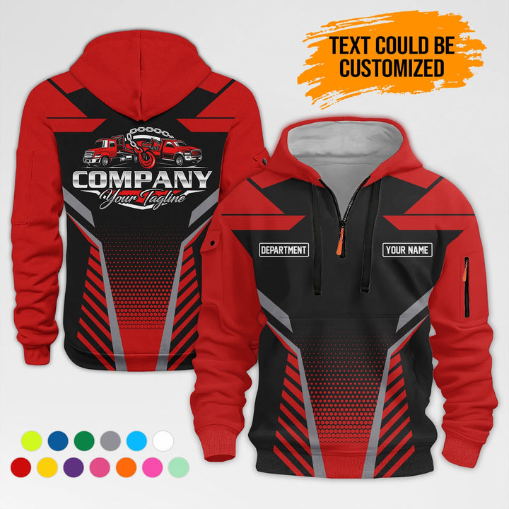 Personalized Name Tow Truck Quarter Zip Hoodie AZ285