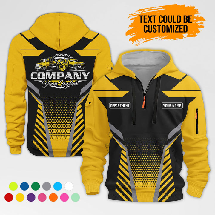 Personalized Name Tow Truck Quarter Zip Hoodie AZ285