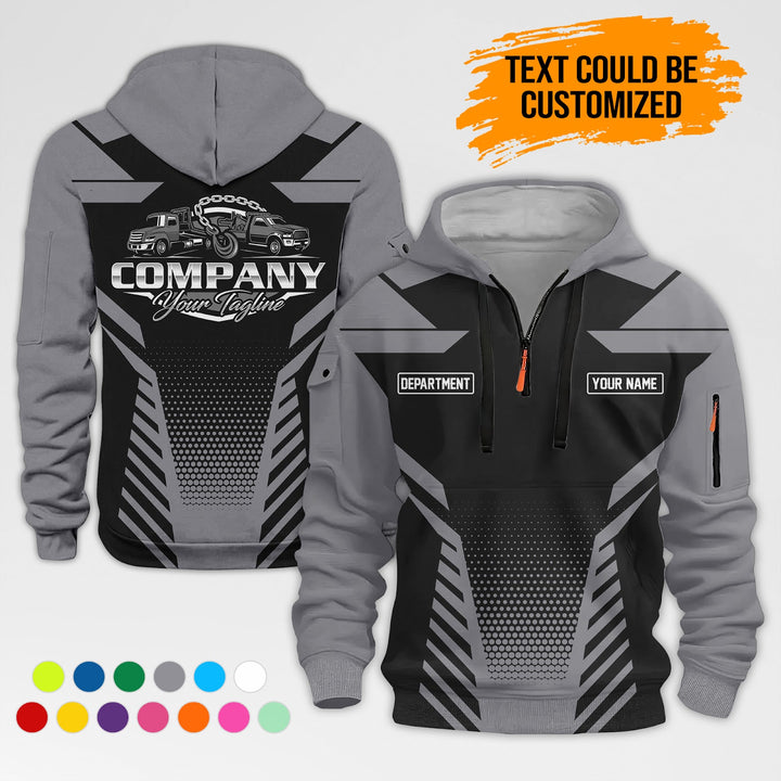 Personalized Name Tow Truck Quarter Zip Hoodie AZ285