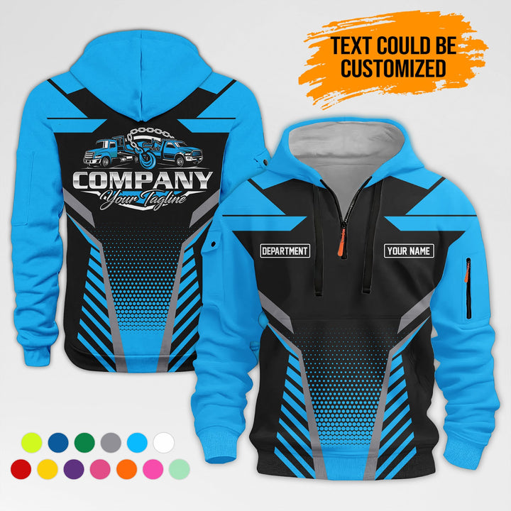 Personalized Name Tow Truck Quarter Zip Hoodie AZ285