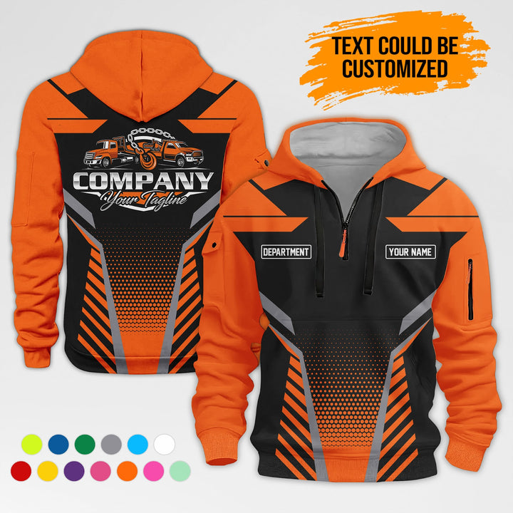 Personalized Name Tow Truck Quarter Zip Hoodie AZ285