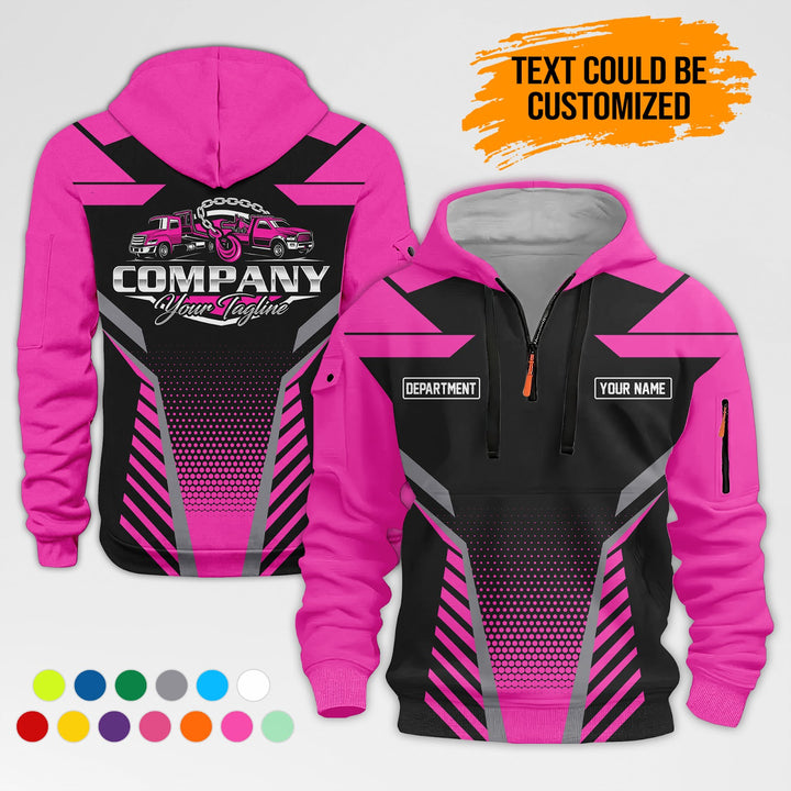 Personalized Name Tow Truck Quarter Zip Hoodie AZ285