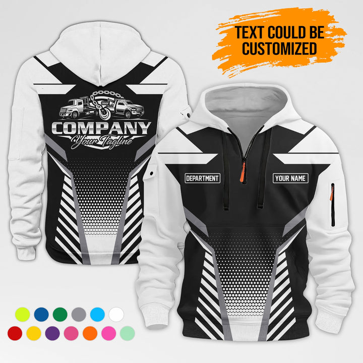 Personalized Name Tow Truck Quarter Zip Hoodie AZ285