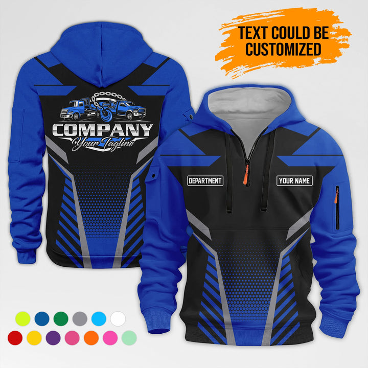 Personalized Name Tow Truck Quarter Zip Hoodie AZ285