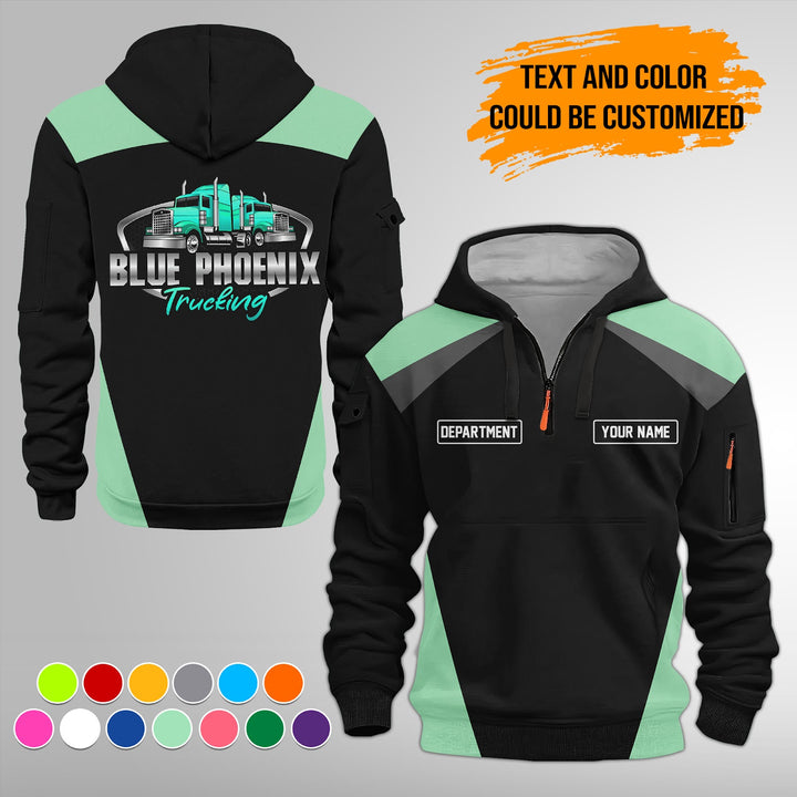 Personalized Name Semi Truck Quarter Zip Hoodie FY330