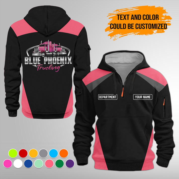 Personalized Name Semi Truck Quarter Zip Hoodie FY330