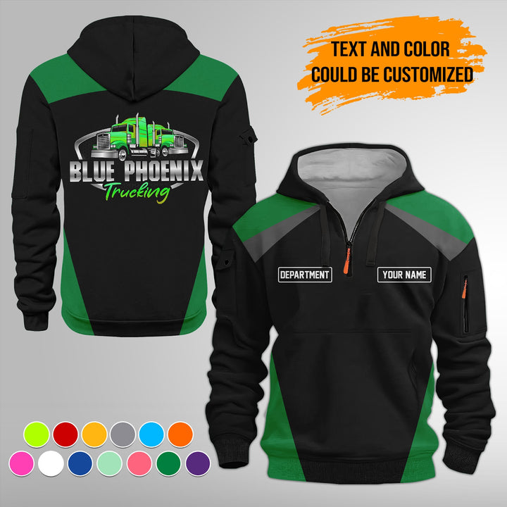 Personalized Name Semi Truck Quarter Zip Hoodie FY330