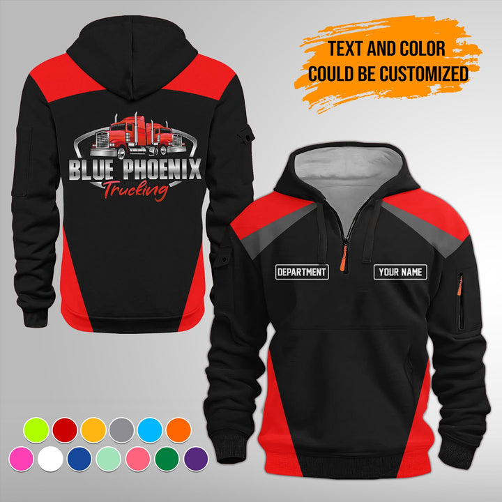 Personalized Name Semi Truck Quarter Zip Hoodie FY330