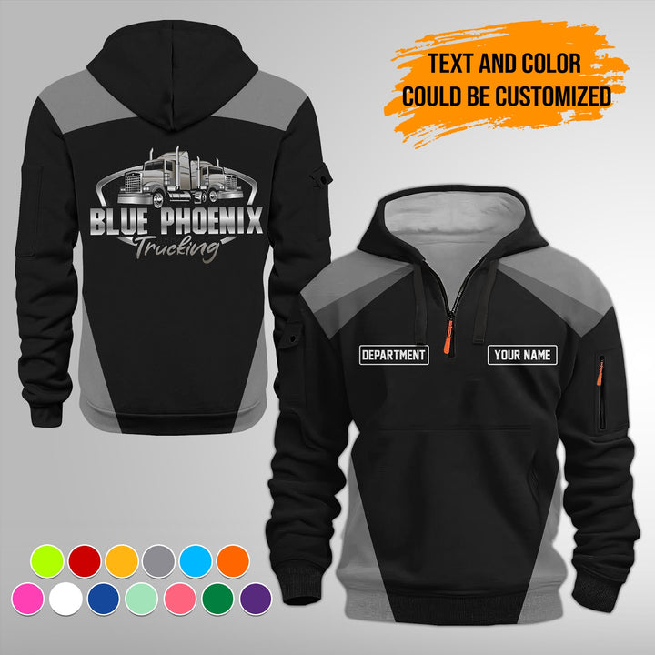 Personalized Name Semi Truck Quarter Zip Hoodie FY330