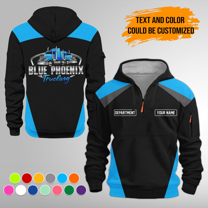 Personalized Name Semi Truck Quarter Zip Hoodie FY330
