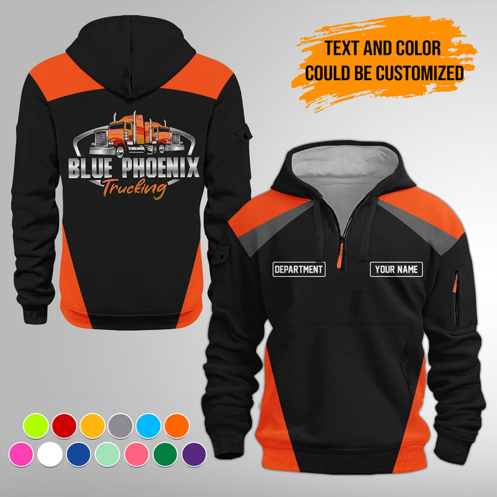 Personalized Name Semi Truck Quarter Zip Hoodie FY330