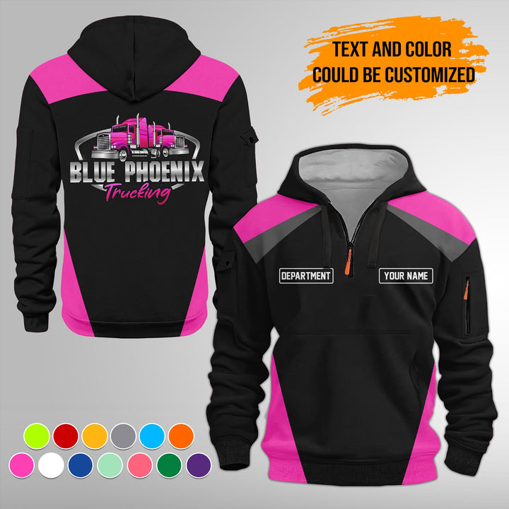 Personalized Name Semi Truck Quarter Zip Hoodie FY330