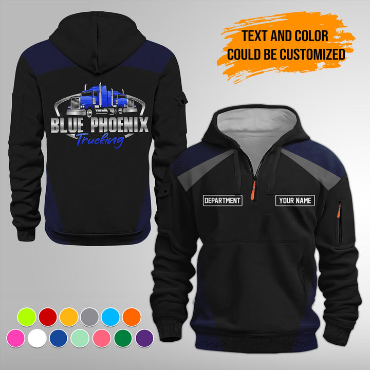 Personalized Name Semi Truck Quarter Zip Hoodie FY330