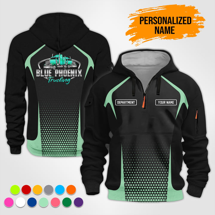 Personalized Name Semi Truck 3D Printed Quarter Zip Hoodie TZ914