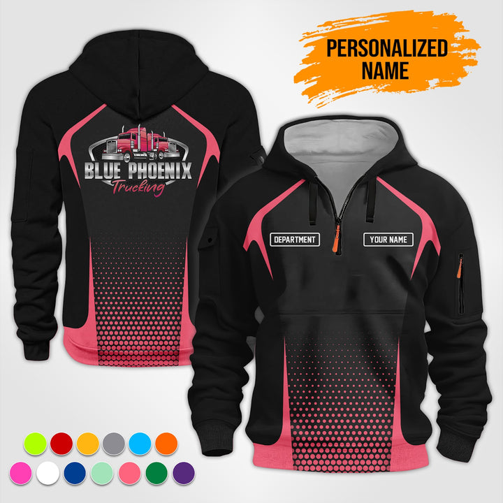 Personalized Name Semi Truck 3D Printed Quarter Zip Hoodie TZ914
