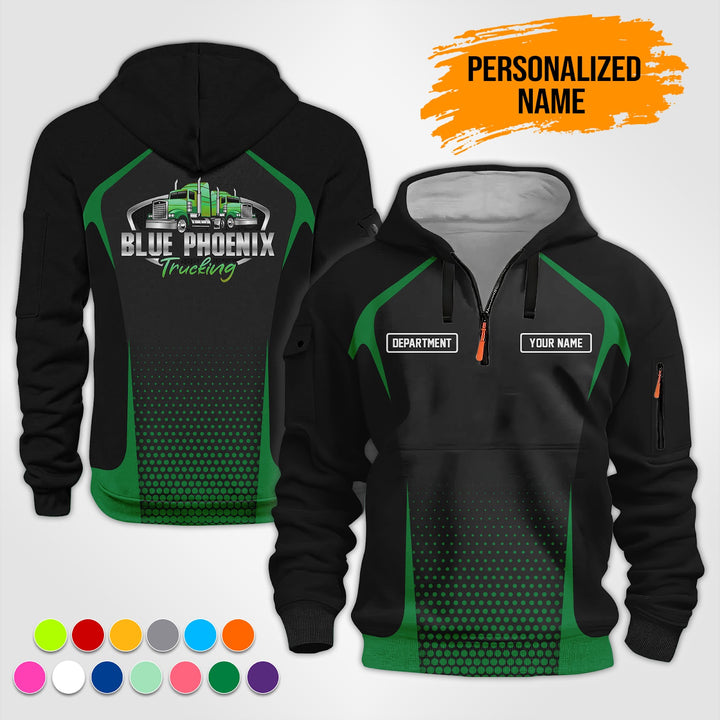 Personalized Name Semi Truck 3D Printed Quarter Zip Hoodie TZ914