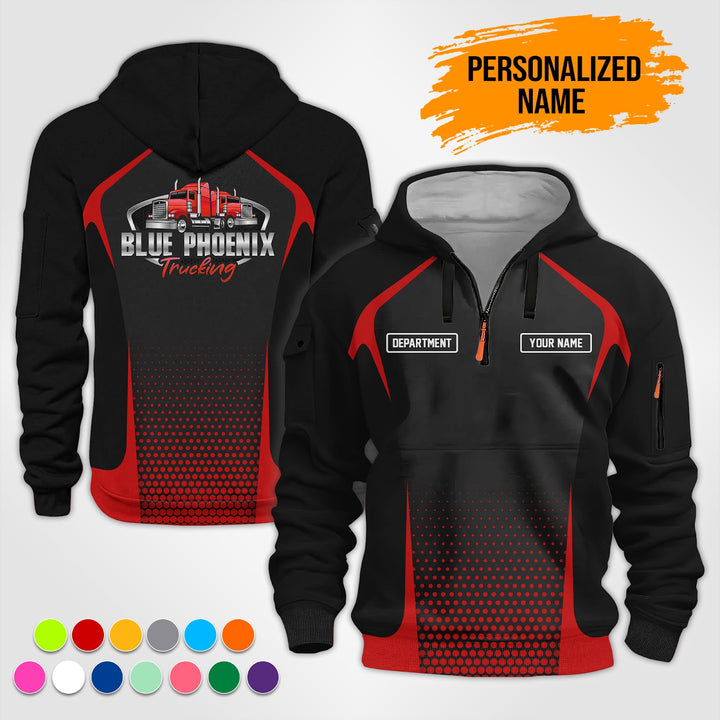 Personalized Name Semi Truck 3D Printed Quarter Zip Hoodie TZ914