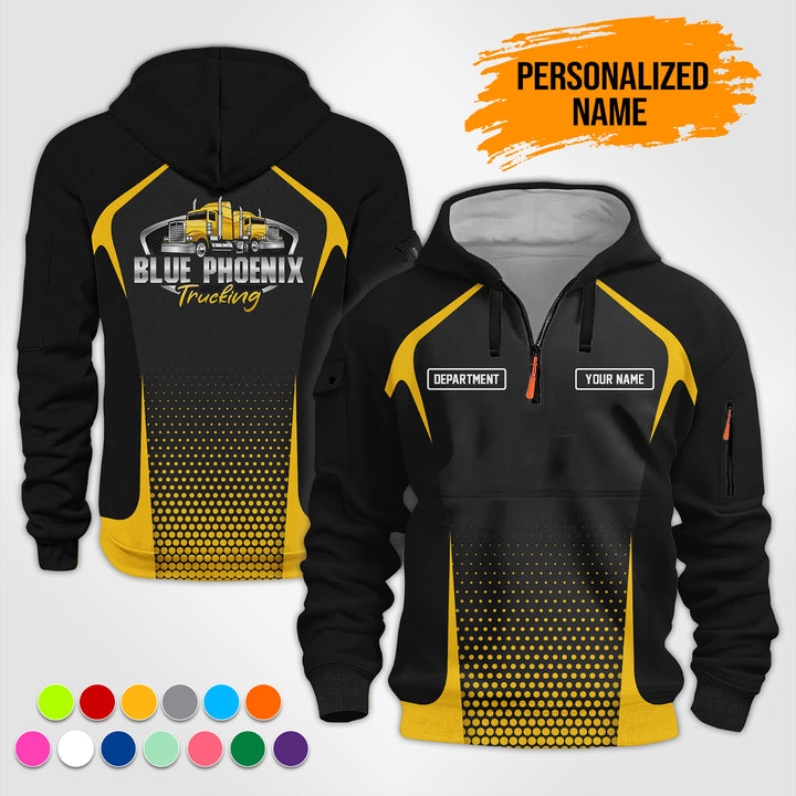 Personalized Name Semi Truck 3D Printed Quarter Zip Hoodie TZ914